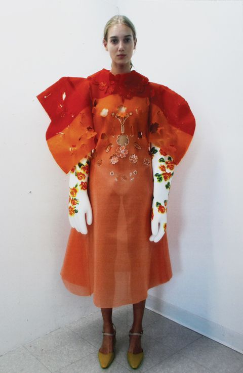 Orange, Clothing, Kimono, Fashion, Costume, Peach, Fashion design, Outerwear, Dress, Textile, 