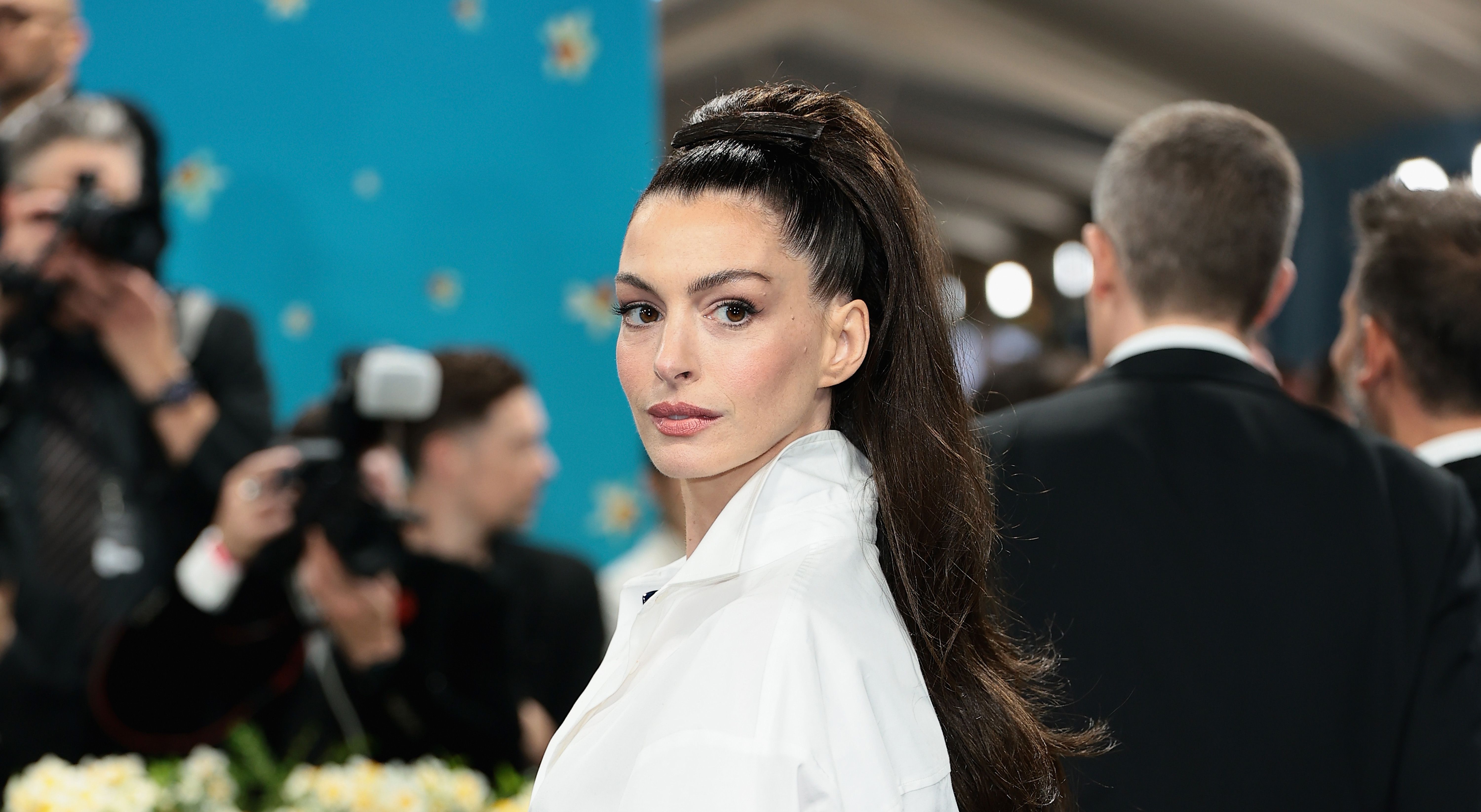 Anne Hathaway Wore the Top Half of Her Met Gala Look to the After-Party