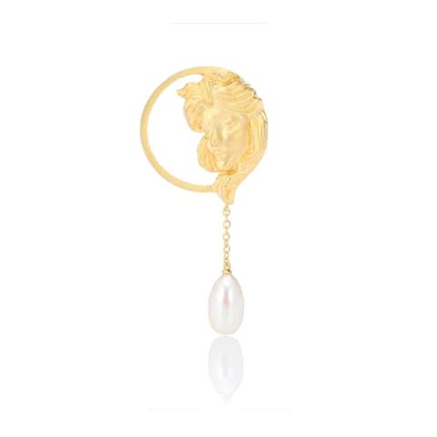 madame tallien 18kt gold plated single earring with pearl