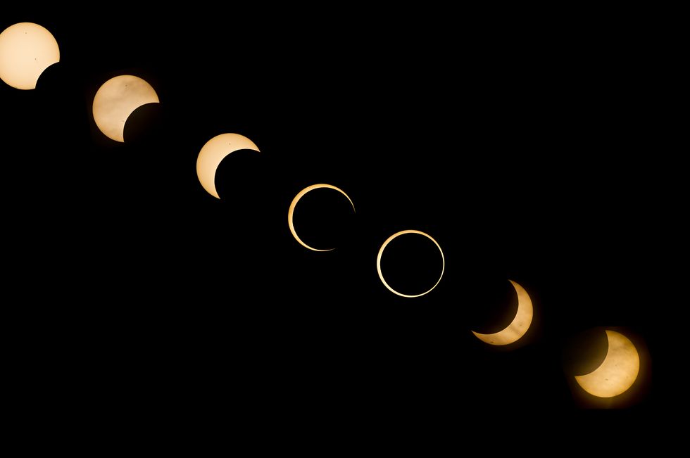 the different stages of a total solar eclipse