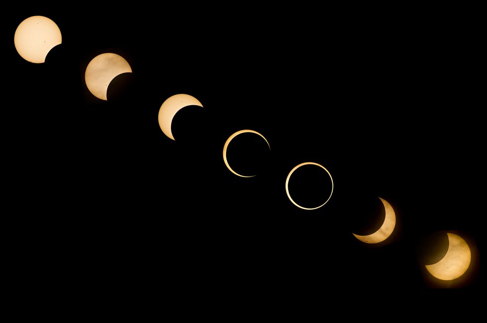 the different stages of a total solar eclipse