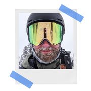 andrew wearing anon ski goggles in snow