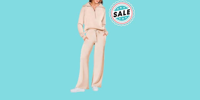 a person in a white loungewear set