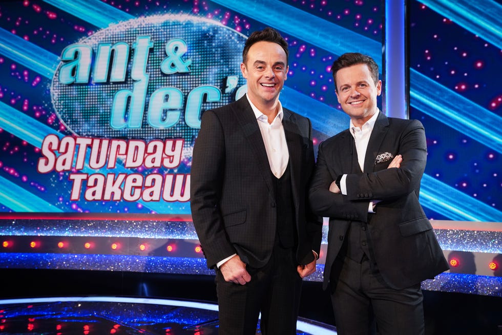this image and the information contained herein is strictly embargoed until 0001 tuesday 16th february 2021from itv studiosant  dec's saturday night takeaway sr17 on itvpictured ant  decthis photograph is c itv plc and can only be reproduced for editorial purposes directly in connection with the programme or event mentioned above, or itv plc once made available by itv plc picture desk, this photograph can be reproduced once only up until the transmission tx date and no reproduction fee will be charged any subsequent usage may incur a fee this photograph must not be manipulated excluding basic cropping in a manner which alters the visual appearance of the person photographed deemed detrimental or inappropriate by itv plc picture desk  this photograph must not be syndicated to any other company, publication or website, or permanently archived, without the express written permission of itv plc picture desk full terms and conditions are available on the website wwwitvcompresscentreitvpicturestermsfor further information please contactjameshilderitvcom  0207 157 3052