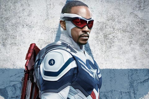 anthony mackie as captain america, the falcon and the winter soldier poster art