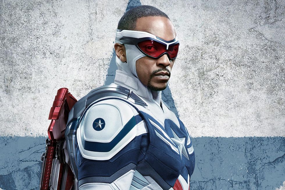 anthony mackie as captain america, the falcon and the winter soldier poster art