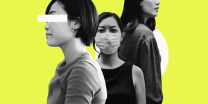 three asian women wearing masks