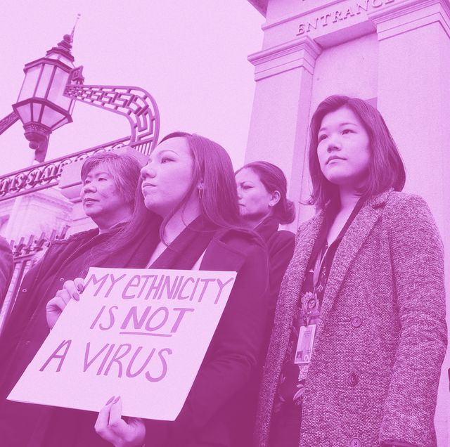 asian american women condemning fear mongering and misinformation aimed at asian communities amid the coronavirus pandemic