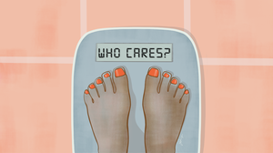 illustration for diet culture, foot on scales