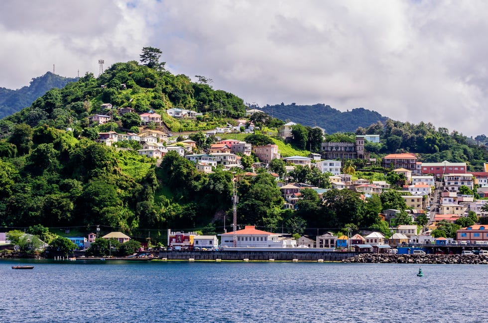 antilles, lesser antilles, grenada, view to st george's