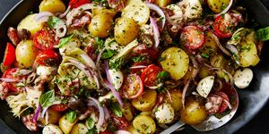 antipasto potato salad tossed together with fresh basil and parsley