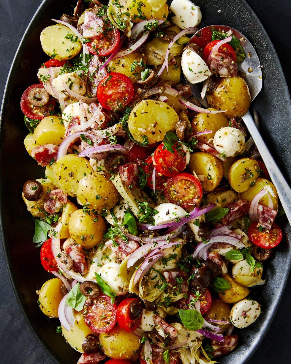 antipasto potato salad tossed together with fresh basil and parsley