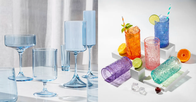 collection of decorative glassware featuring various styles and colors