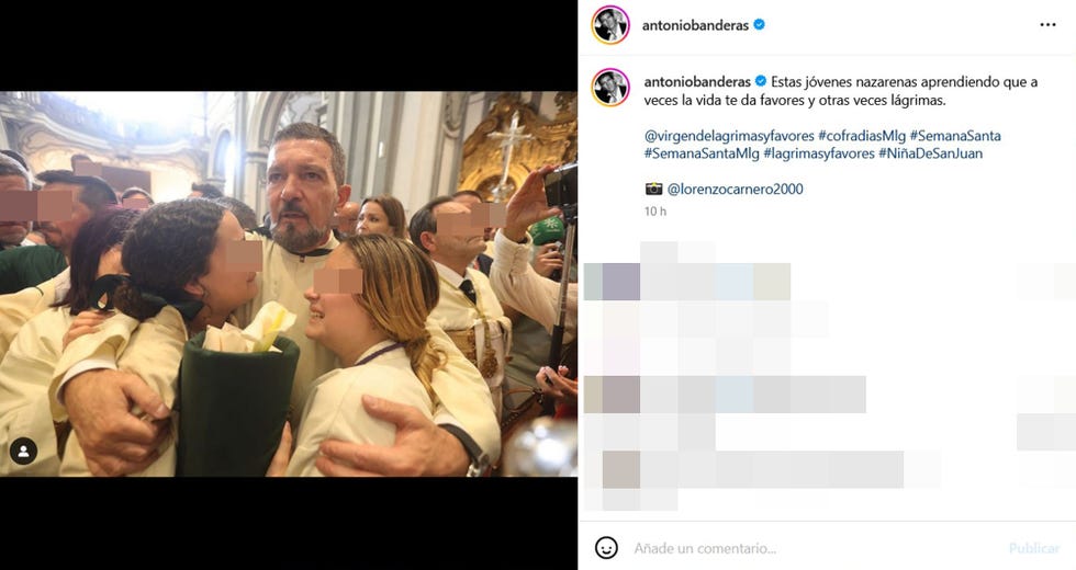 el actor consuela a dos jovenes companeras de cofradia tras la suspension de la procesion
