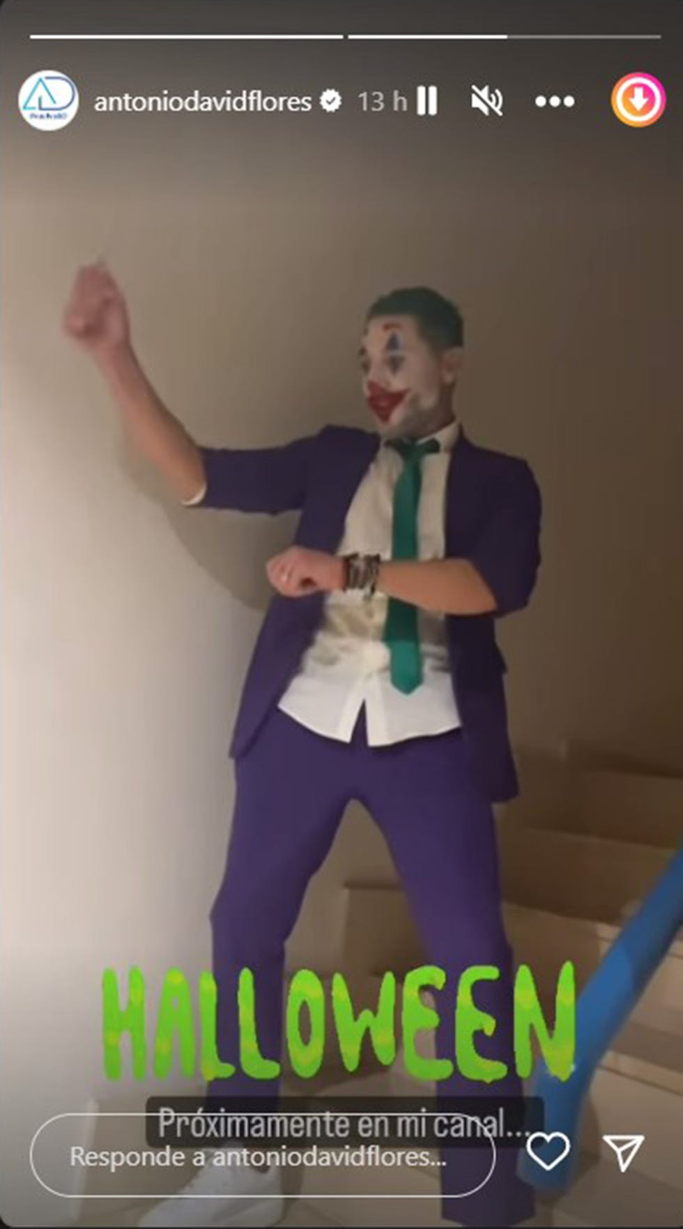 antonio david flores se disfraza del joker en halloween 2022