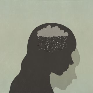 illustration of a person dealing with anxious thoughts