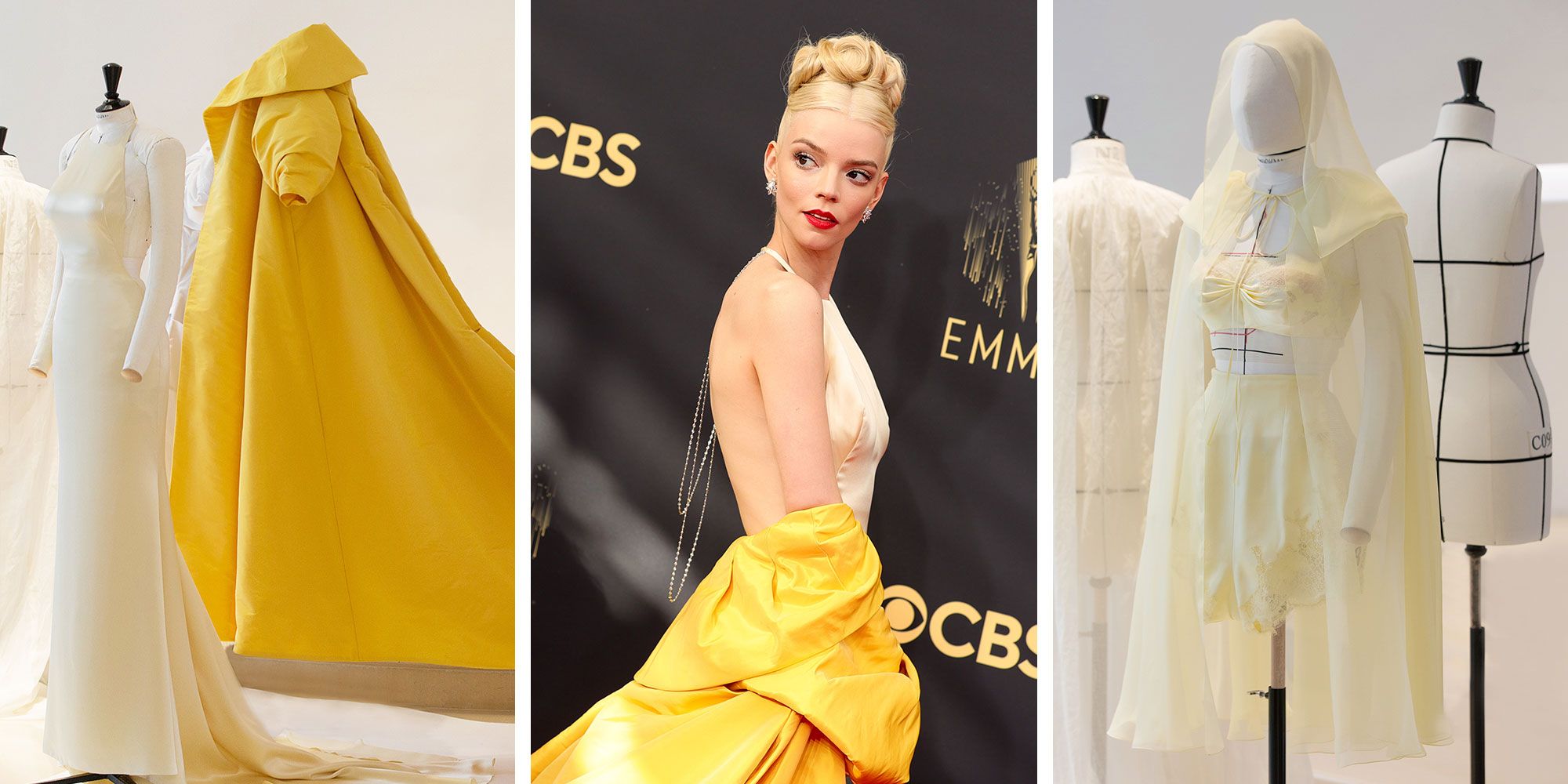 A Closer Look at Anya TaylorJoys Custom Dior Golden Globes Gown  Vogue