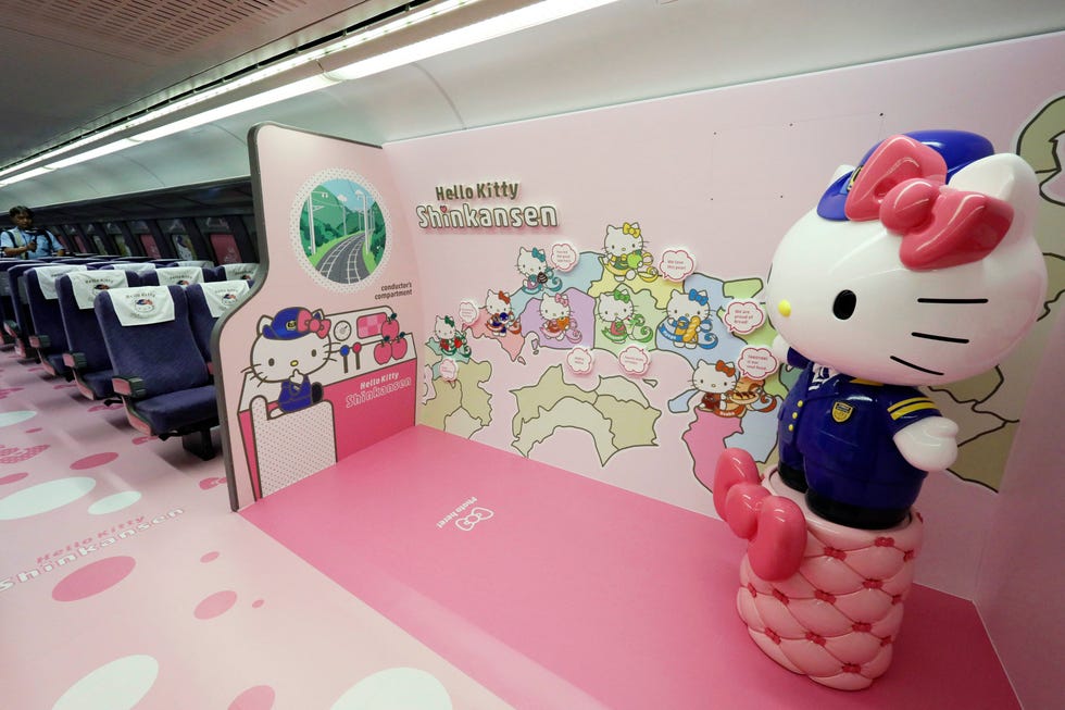 Japan Unveils New Hello Kitty Bullet Train - Inside Shots of West Japan ...