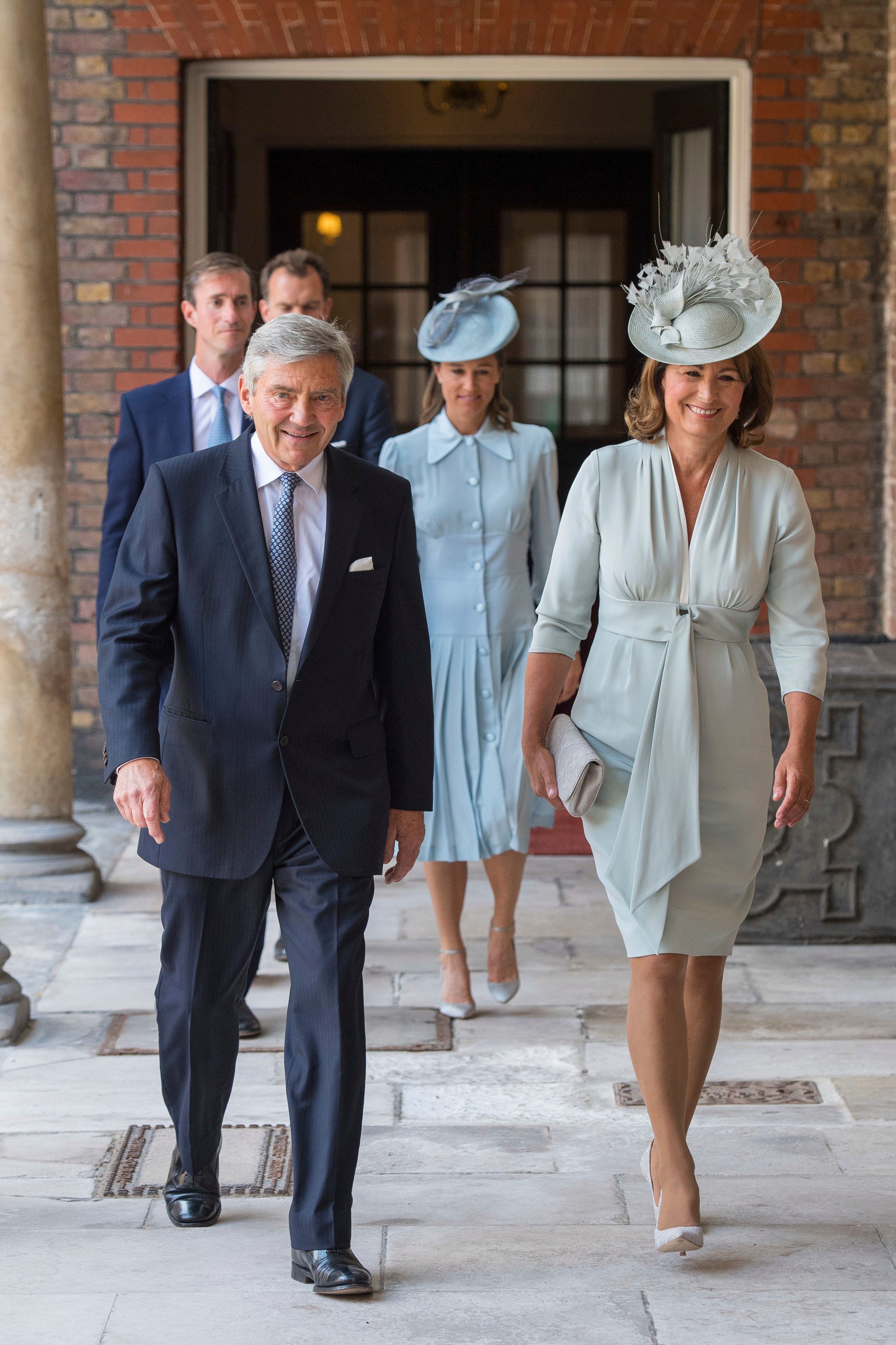 Pippa Middleton Wears Collared Pale Blue Dress to Prince Louis's ...