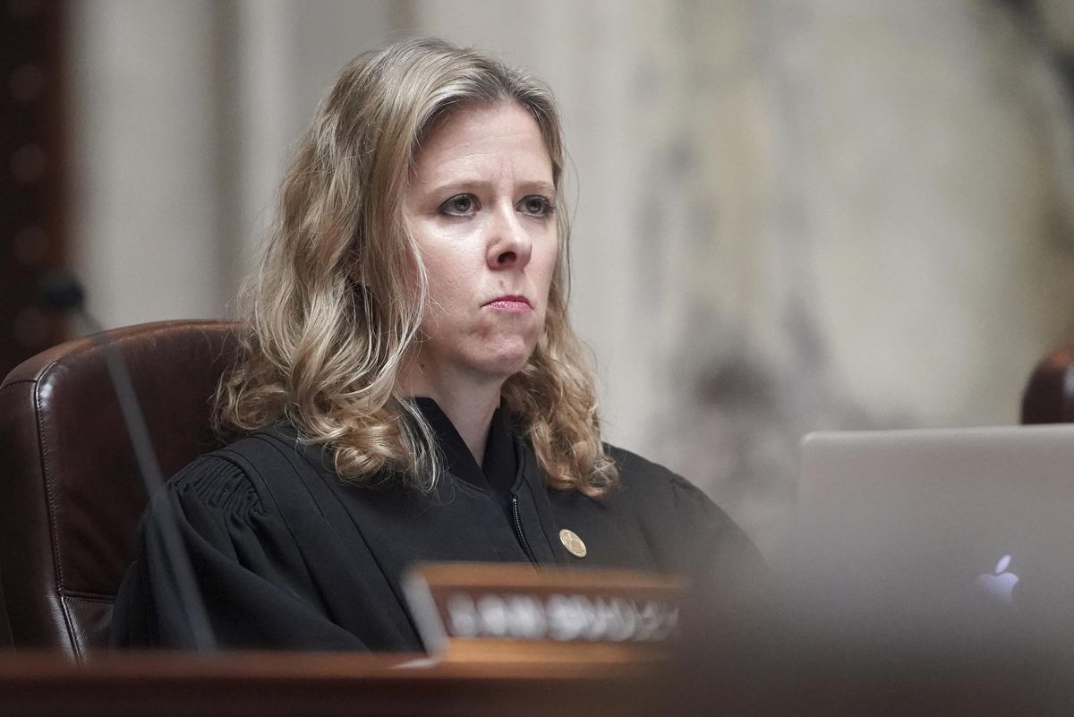 justice rebecca bradley listens during the oral arguments at the wisconsin supreme court in 2019ap559, league of women voters v tony evers, at the wisconsin state capitol in madison, wisconsin wednesday, may 15, 2019 steve appswisconsin state journal via ap