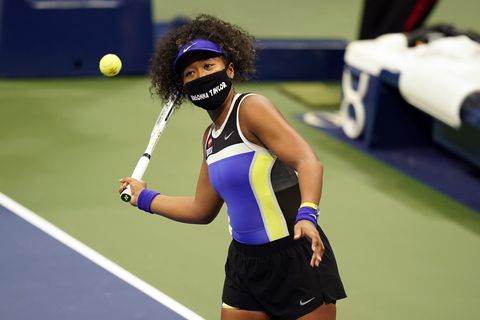 naomi osaka, of japan, wears a mask in honor of breonna taylor as she celebrates after defeating misaki doi, of japan, during the first round of the us open tennis championships, monday, aug 31, 2020, in new york ap photofrank franklin ii