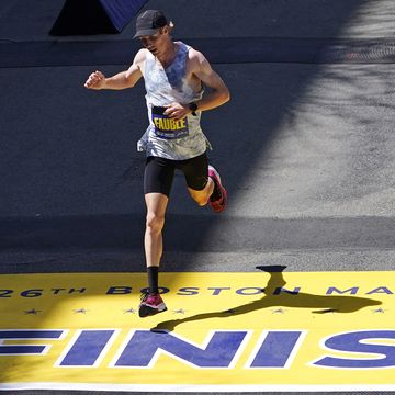 scott fauble, of the united states, crosses the finish line of the boston marathon, monday, april 18, 2022, in boston fauble, the top american runner, finished seventh ap photocharles krupa