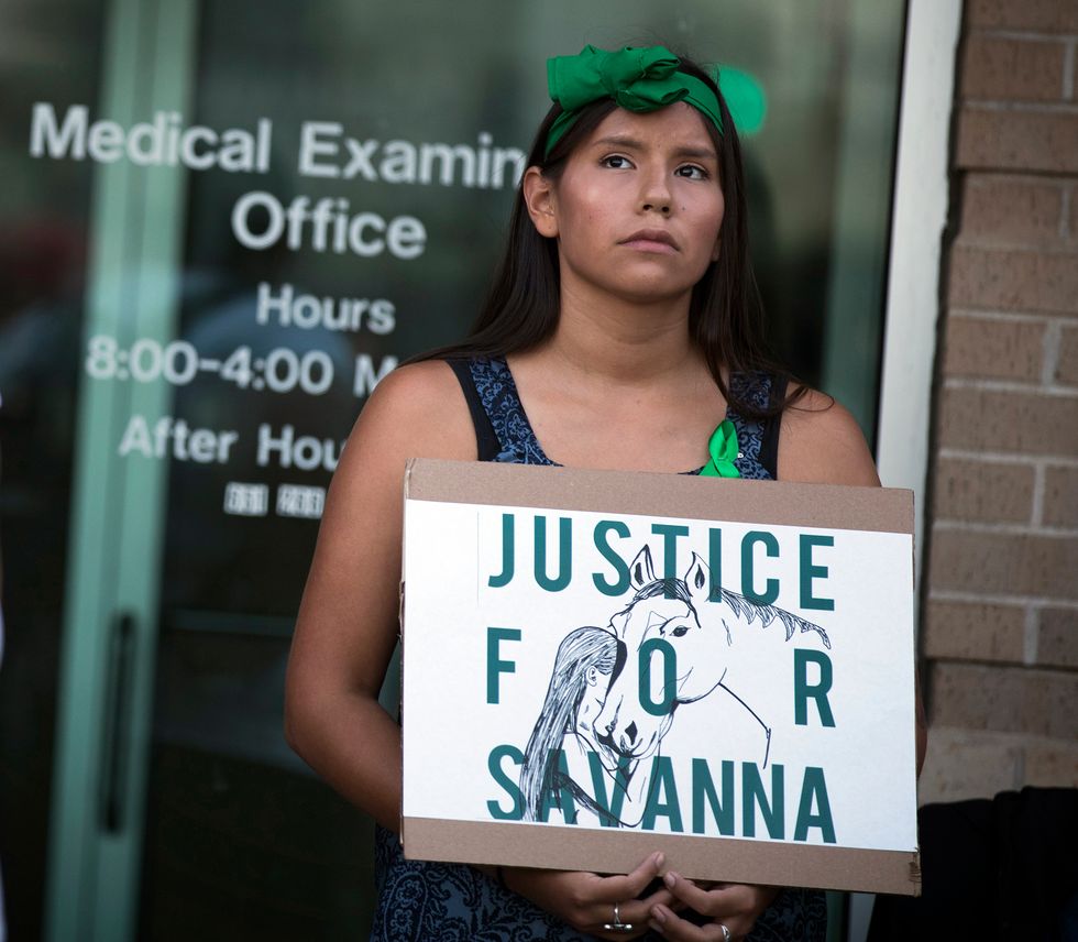 missy jackson, 23, of minneapolis, attends a prayer circle for savanna lafontaine greywind