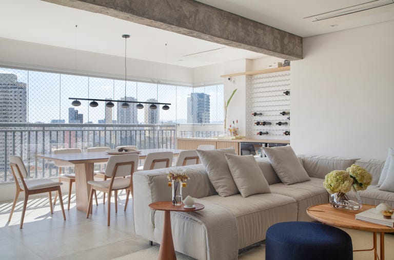 salóncomedor de diseño contemporáneo en tonos neutros