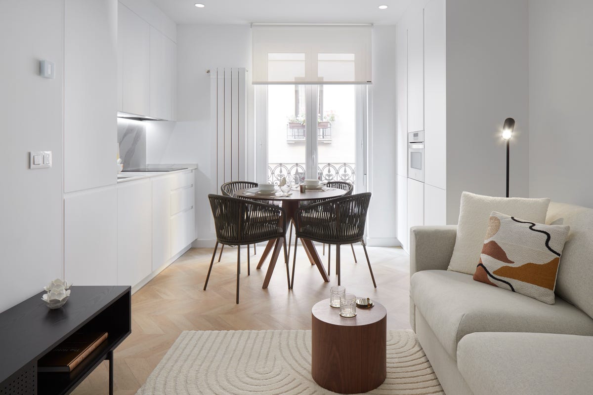 Estilo Moderno Salón Blanco Comedor Render Habitación Tiene Suelo