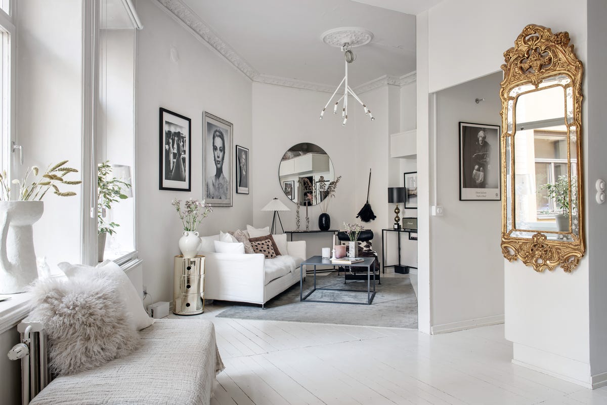 apartamento de diseño nórdico decorado en color blanco