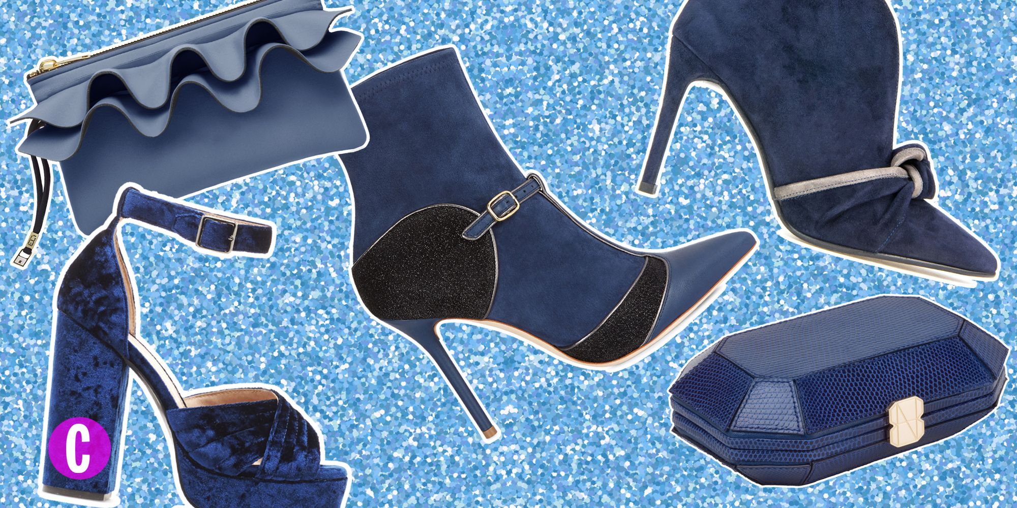 Le scarpe e le borse blu sono gli accessori moda per i tuoi look