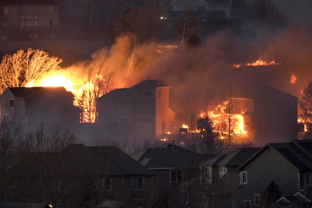 apocalyptic wild fires burn grasslands superior homes in marshall fire outside boulder colorado