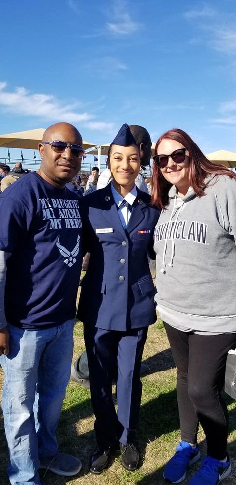 aposhian with her dad and his wife, kelly, at her graduation from basic training