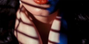 Lip, Red, Blue, Hand, Black hair, Finger, Cheek, Nail, Eye, Mouth, 