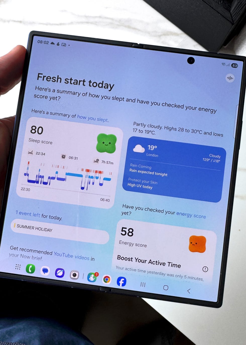 screenshot of an app showing wellness summary