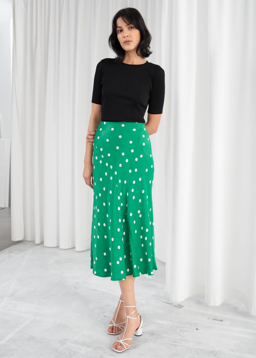 And other stories green polka dot dress best sale