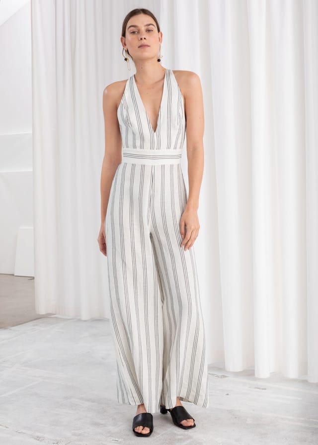and other stories sale - striped linen jumpsuit