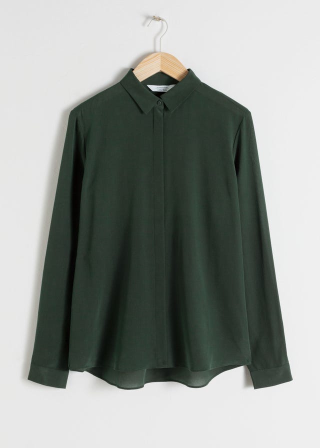 Clothing, Black, Sleeve, Outerwear, Collar, Blouse, Button, Shirt, Top, Neck, 
