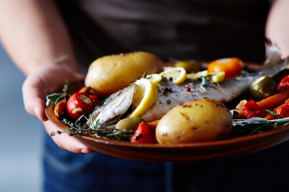 Appetizing Meal With Baked Fish