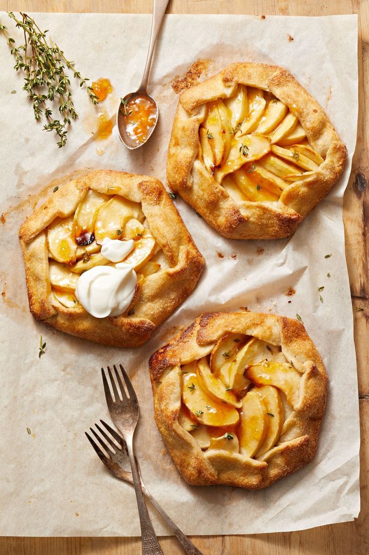 apple and thyme galettes on parchment paper