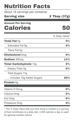 apple brown sugar barbecue sauce nutrition facts