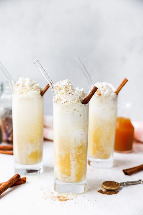 chai spiced apple cider floats with whipped cream