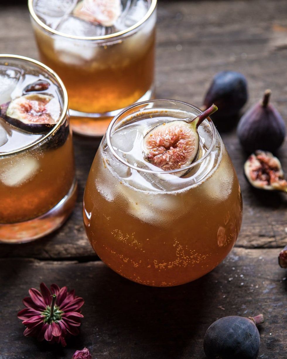 fig bourbon cider smash with fresh figs