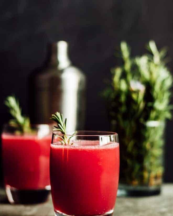 pomegranate apple cider spritzer with rosemary