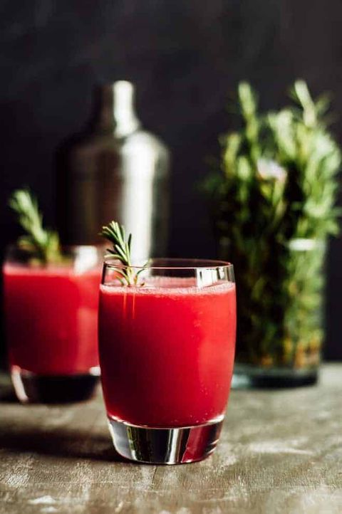 pomegranate apple cider spritzer with rosemary