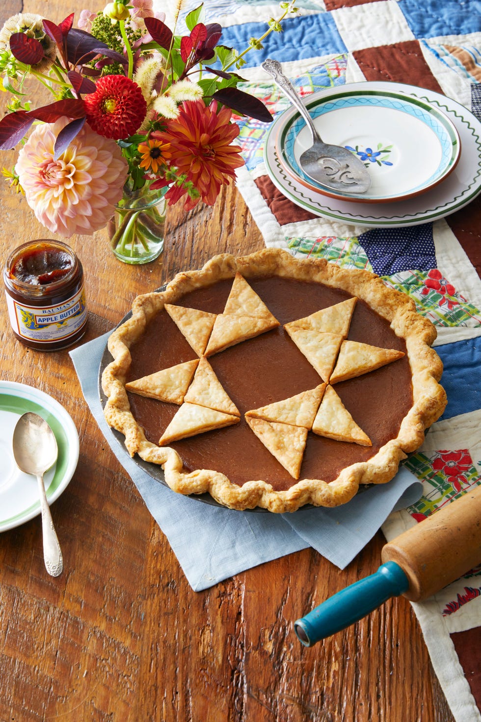 apple butter pie with quilt top crust