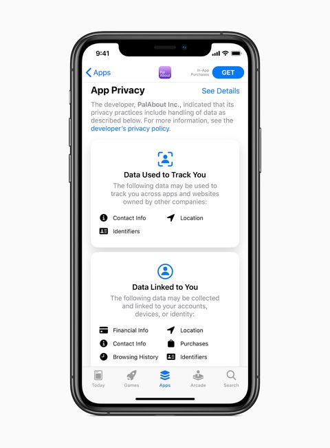 app store product pages feature a summary of the privacy practices of each app before downloading it