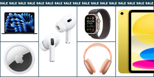 a collage of apple products like airpods and ipads