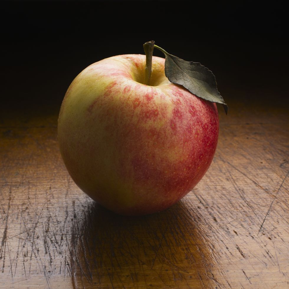 apple on wooden table
