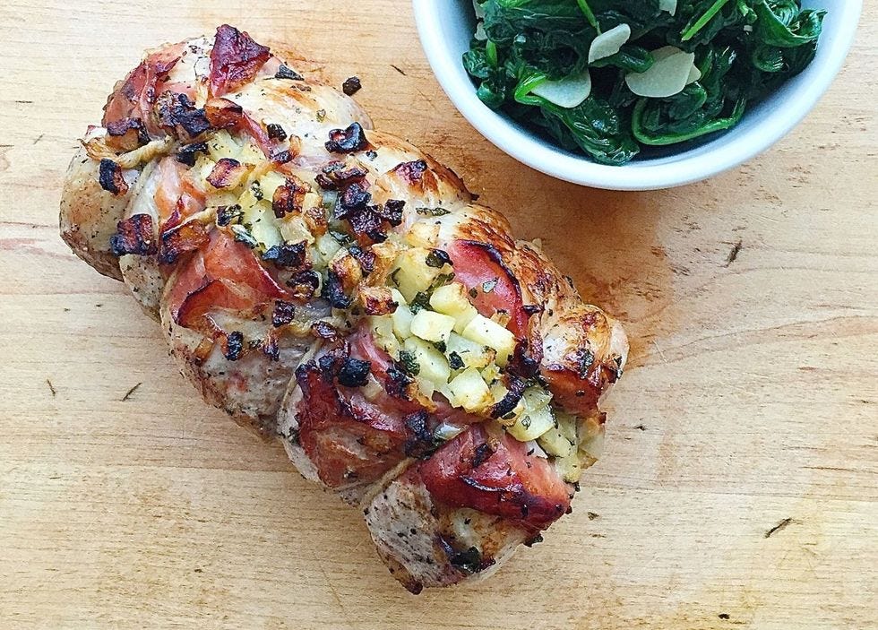 apple, sage, and prosciutto stuffed pork loin